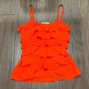 White House Black Market Red Ruffle Camisole